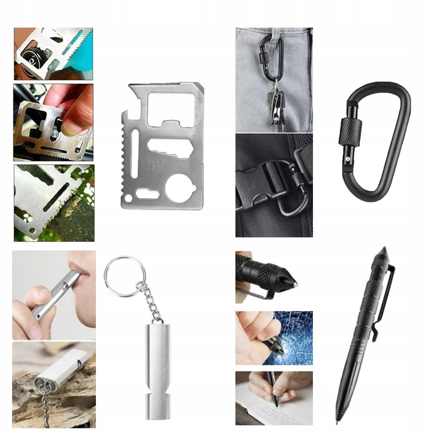 MILITARY SURVIVAL MEGA SURVIVAL KIT 32in1 Knives Pocket Knife Compass + CASE Number of additional tools 30