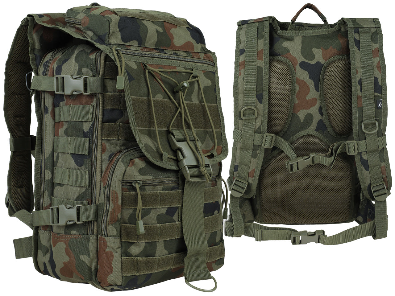 MILITARY TACTICAL BACKPACK 45L DOMINATOR MOLLE CAMO PL WOODLAND wz.93 +GR