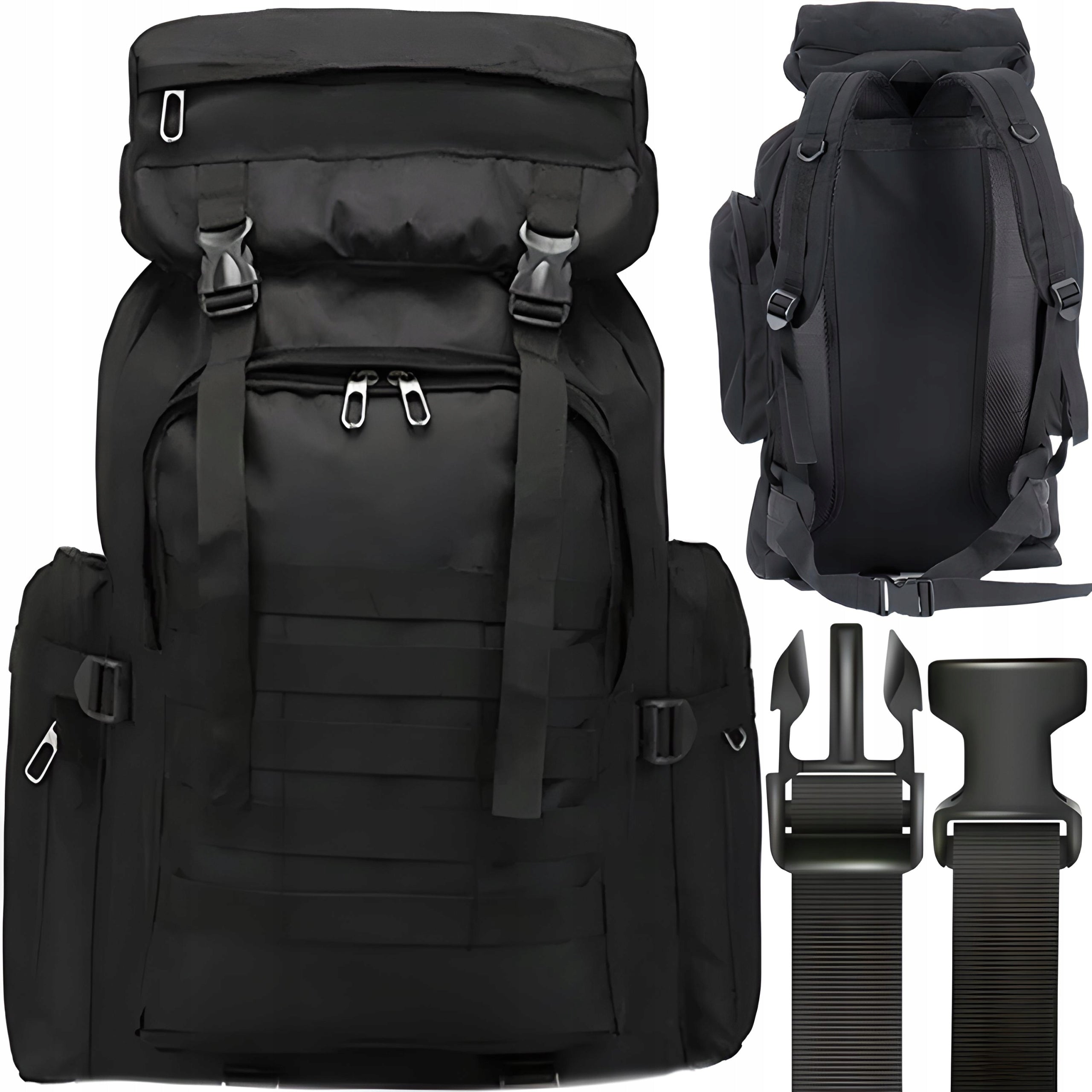 MILITARY TACTICAL BACKPACK SCOUT MILITARY SURVIVAL 50L ROOMY BLACK