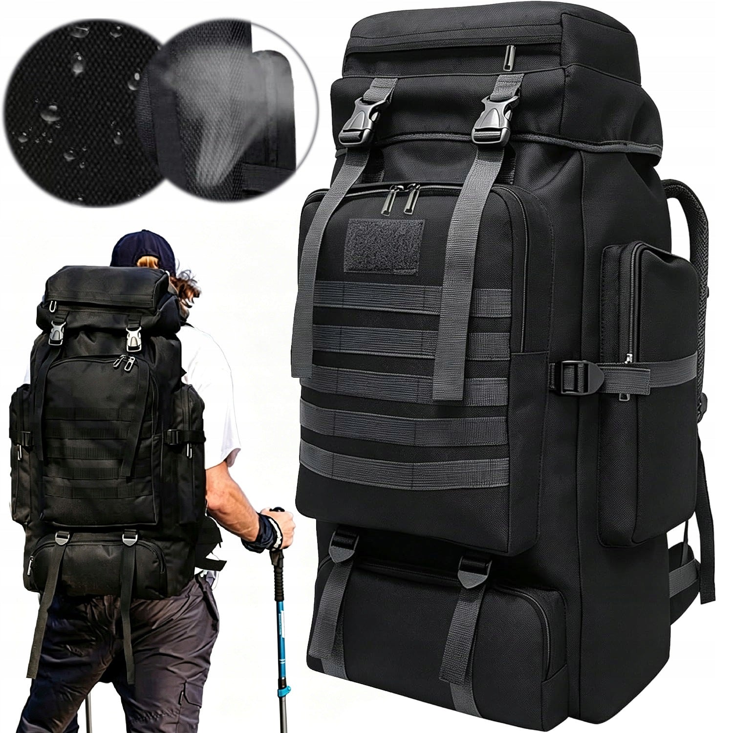 MILITARY TACTICAL SURVIVAL HIKING BACKPACK 80L LARGE CAMPING BACKPACK