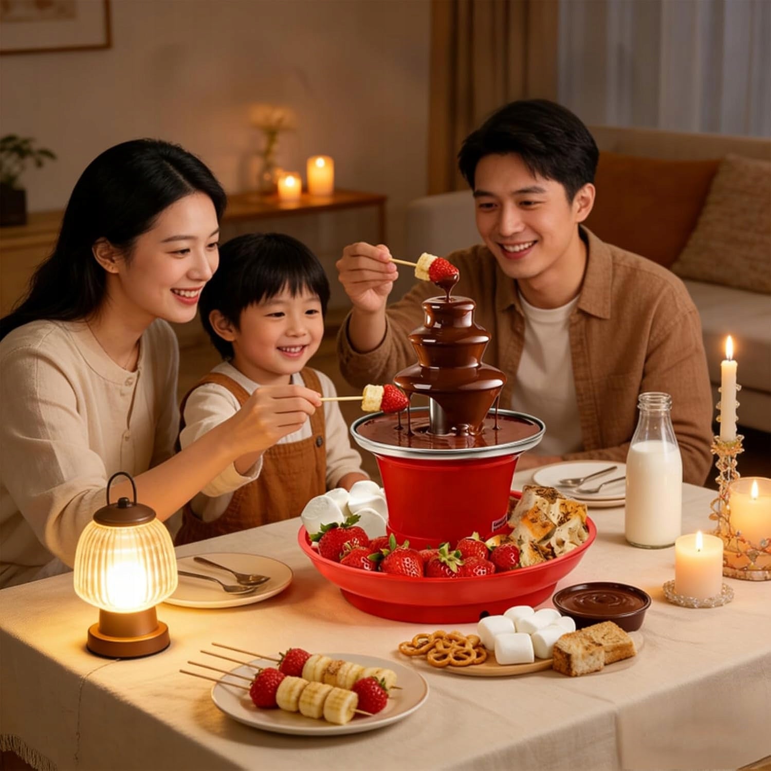 MILK CHOCOLATE FONDUE FOUNTAIN 3 LEVELS ELECTRIC TRAYS Packaging status original