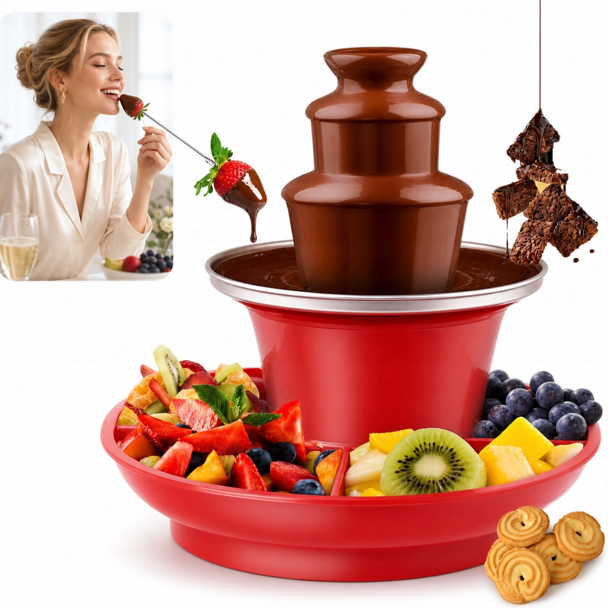 MILK CHOCOLATE FONDUE FOUNTAIN 3 LEVELS.