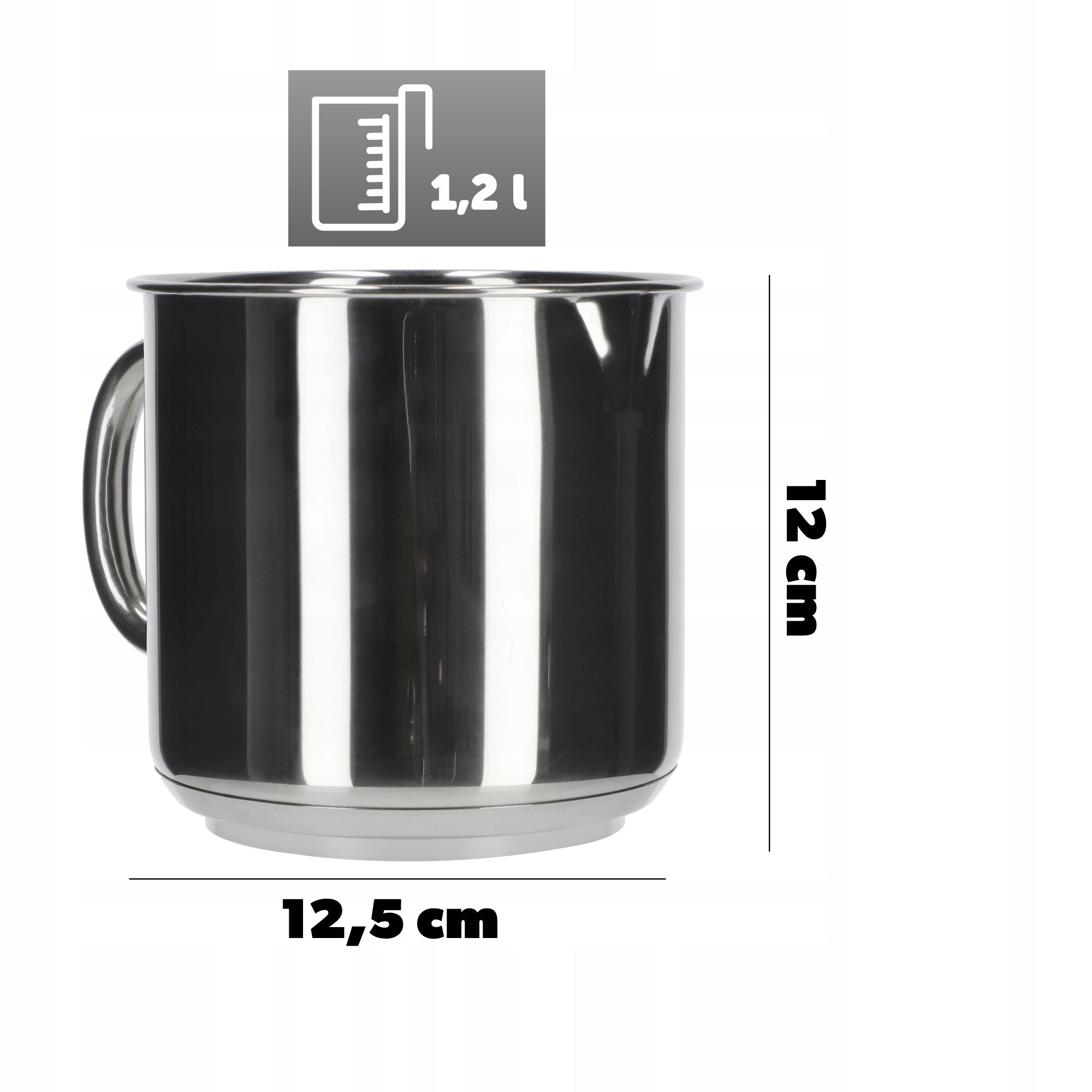 MILK COOKING POT 1,2 L WITH LID INDUCTION GAS STEEL POT Capacity 1.2 l