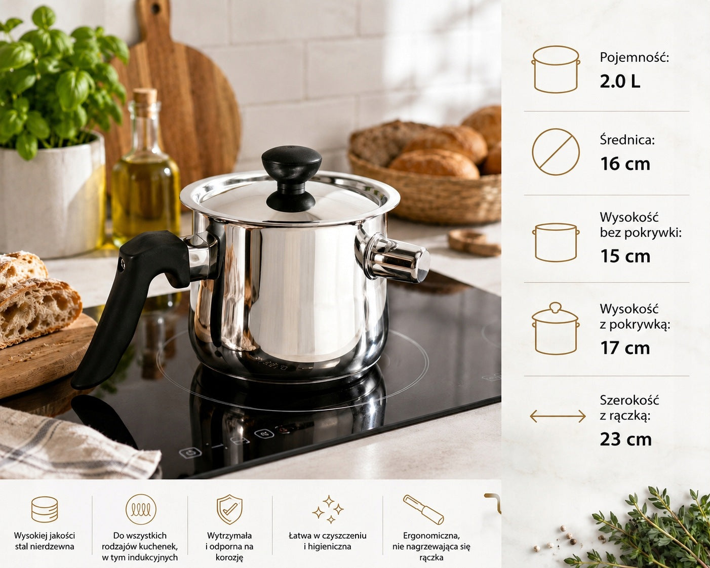 MILK COOKING POT MILK POT WITH WHISTLE MULTIPOT 2 LITERS Packaging status original