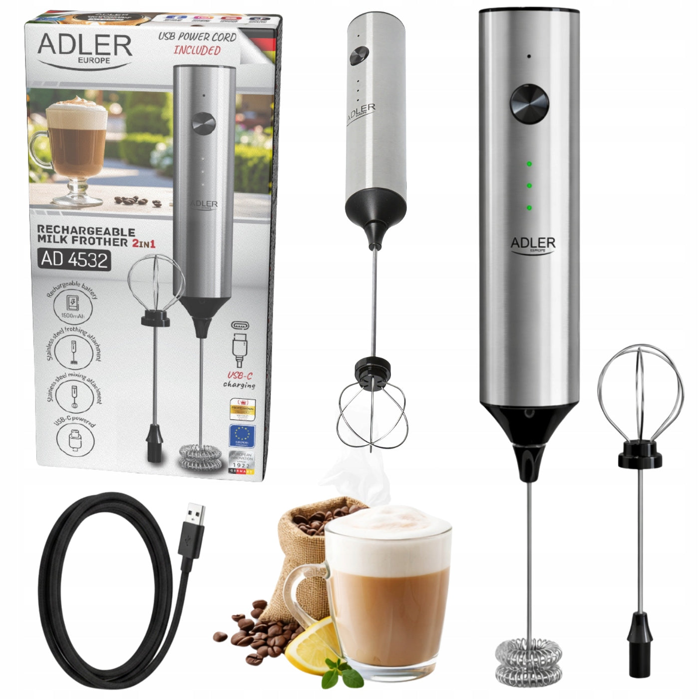 MILK FROTHER Cordless Coffee Handheld ELECTRIC BEATER MIXER