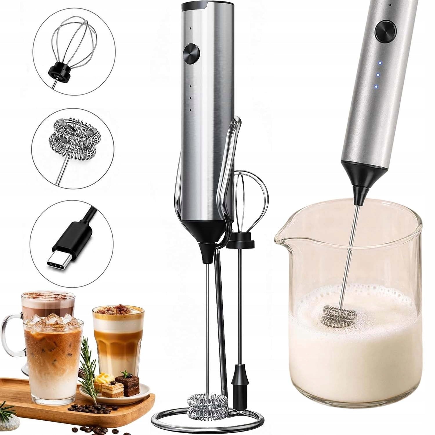 MILK FROTHER ELECTICAL COFFEE COCOA MINI MIXER 3 SPEEDS 1500MAH