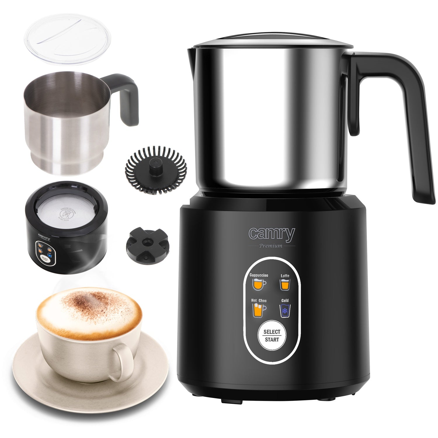 MILK FROTHER ELECTRIC COFFEE HEATER FOAM LATTE 350ML 4 MODES
