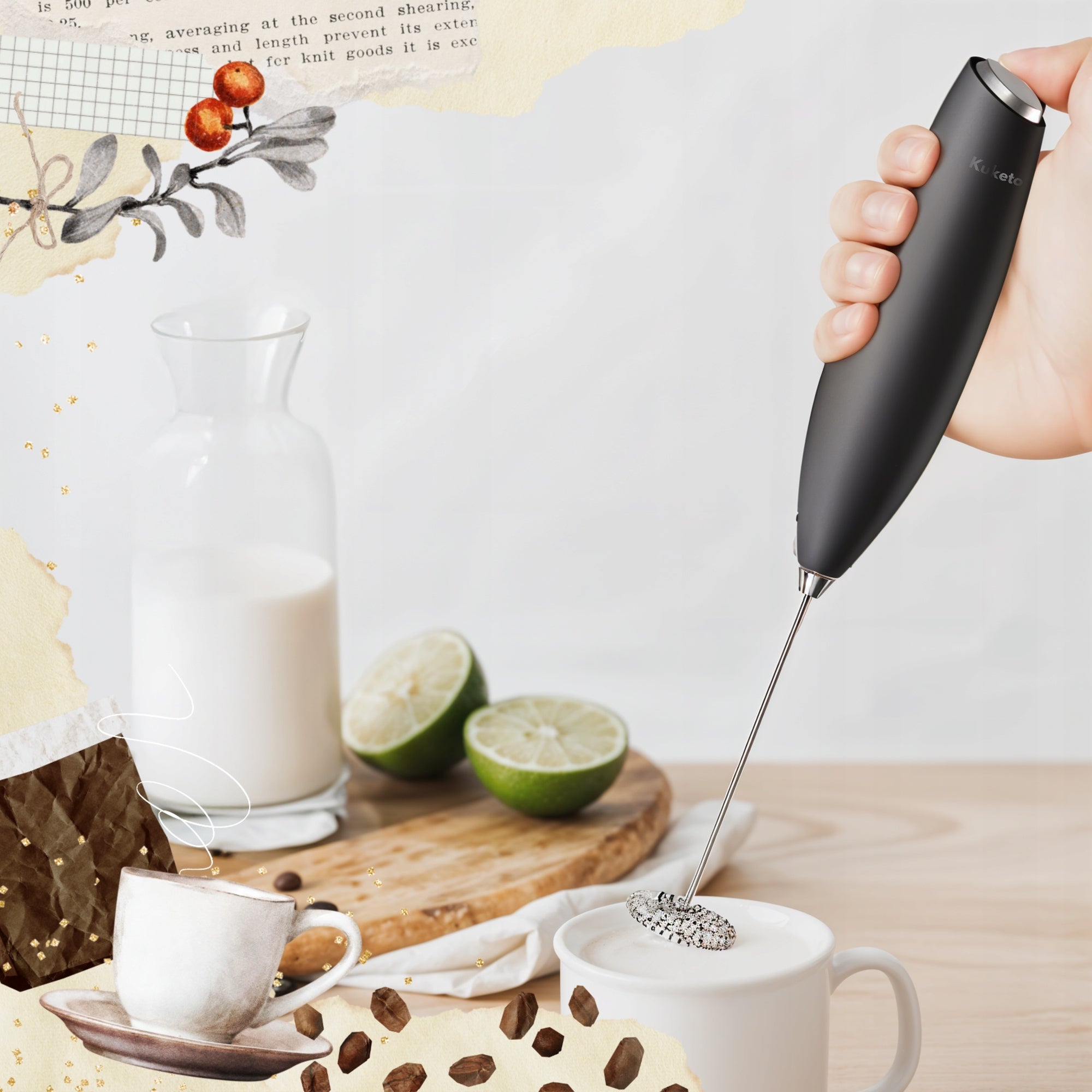 MILK FROTHER ELECTRIC HAND MIXER COFFEE BEATER STAND Dominant color black