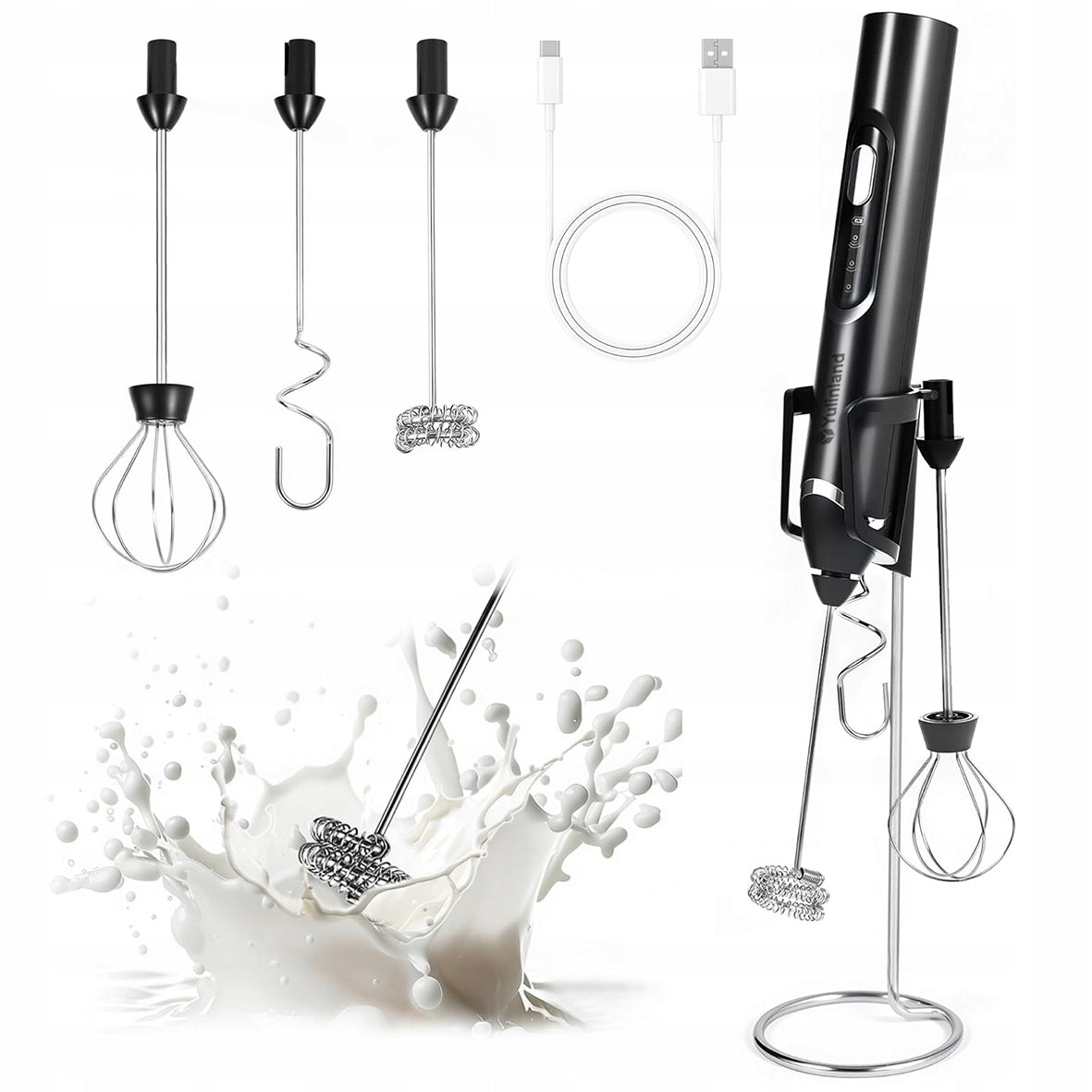 MILK FROTHER ELECTRIC HANDHELD MINI COFFEE FOAM BEATER EGG 3in1 USB