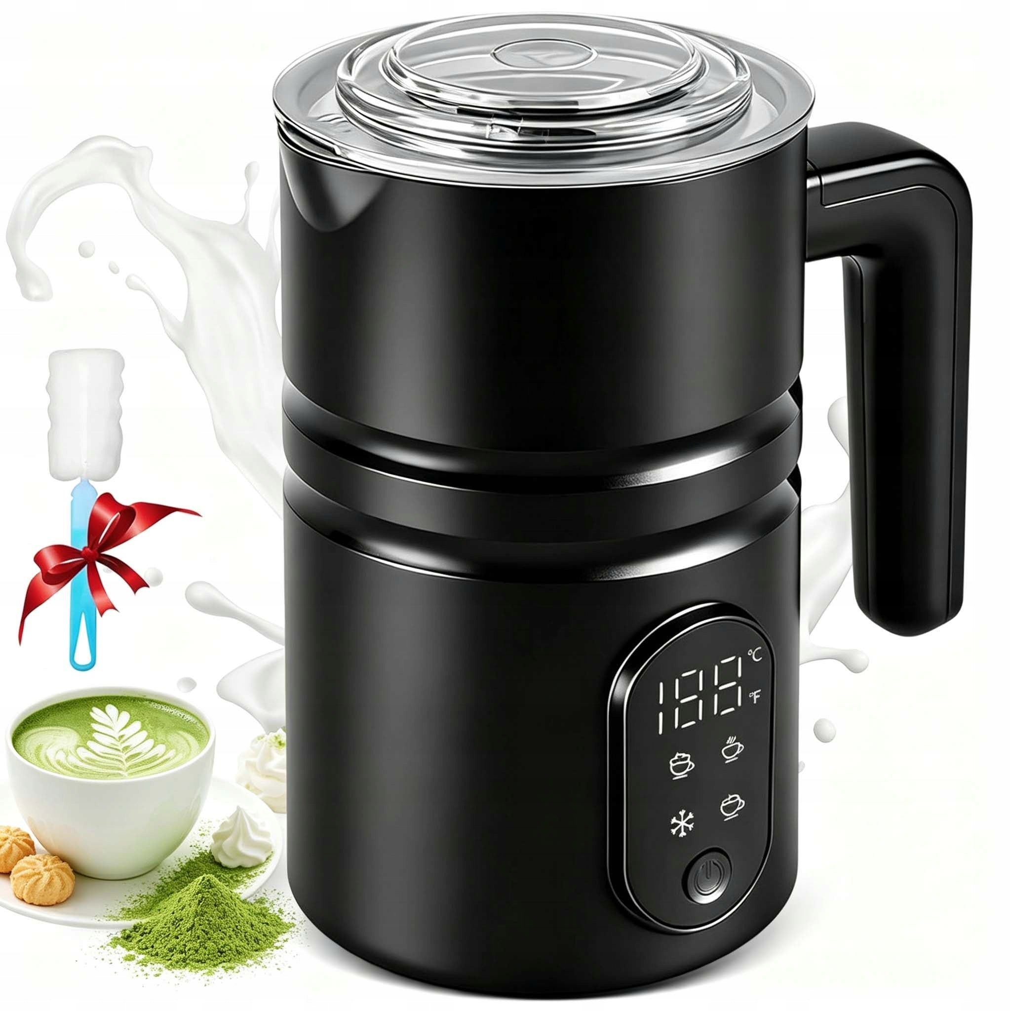 MILK FROTHER ELECTRIC HEATED MIXER BEATER 400W 4 MODES 350ML
