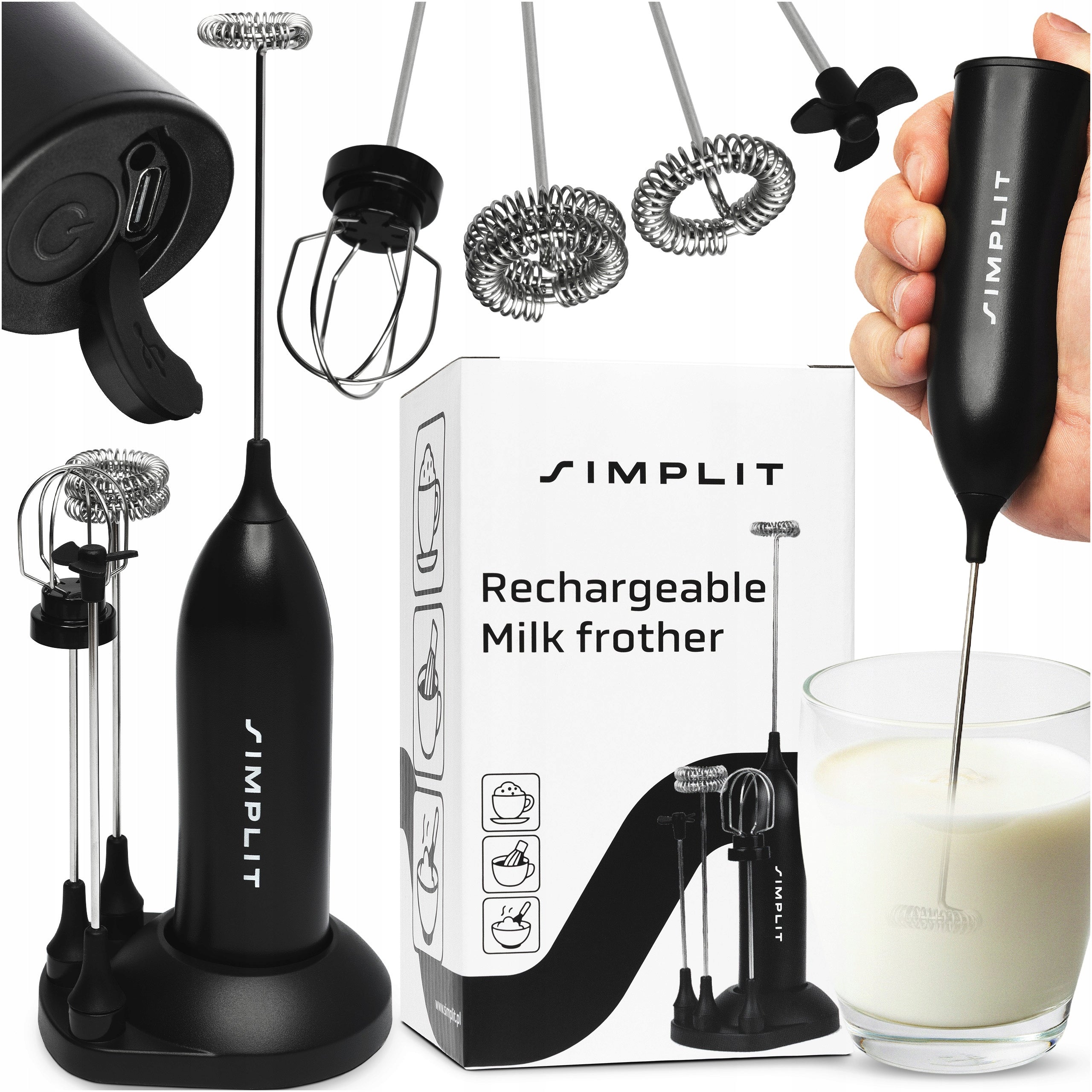 MILK FROTHER ELECTRIC MANUAL 4IN1 USB COFFEE MILK BEATER