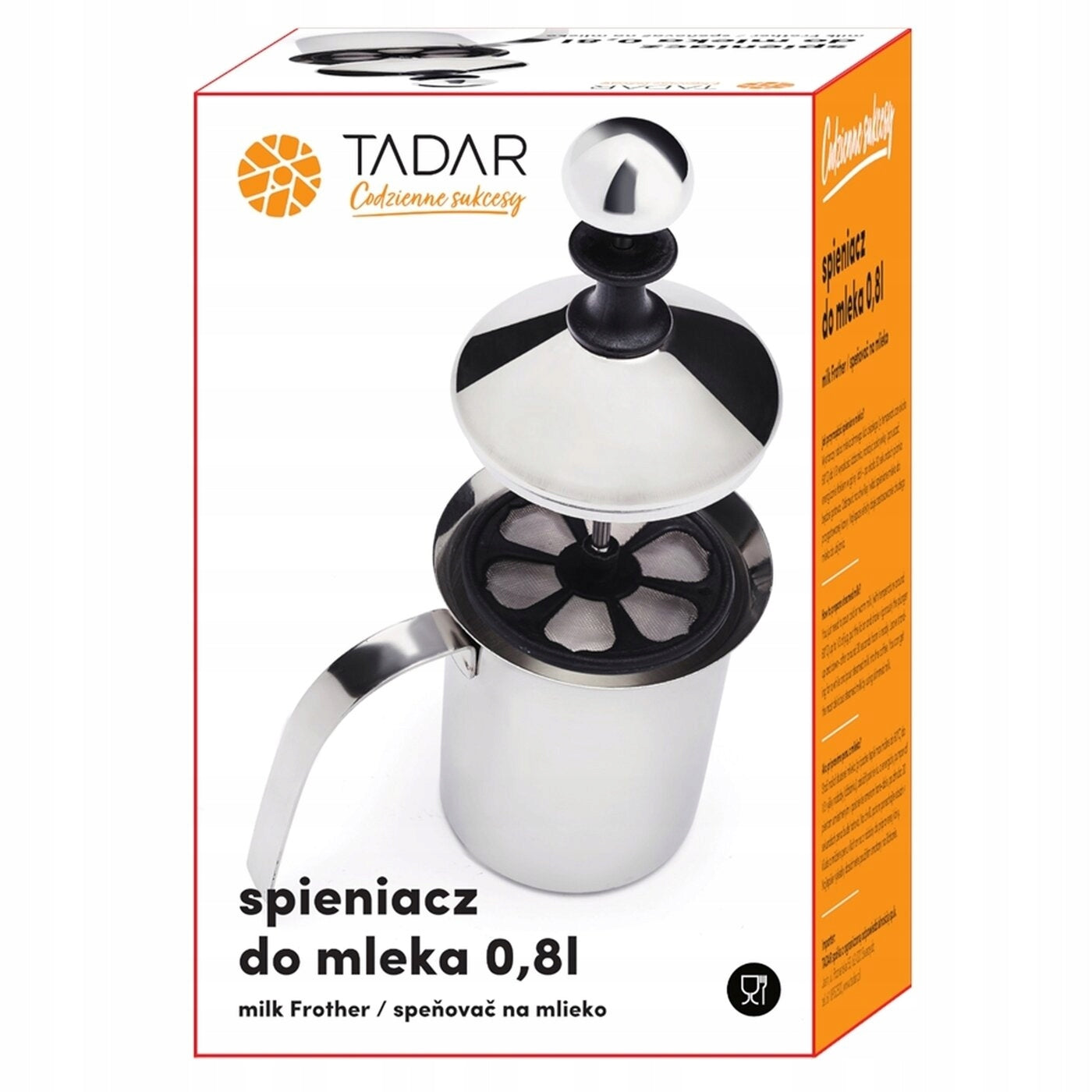 MILK FROTHER HAND-HELD STAINLESS STEEL 800 ML Brand Tadar