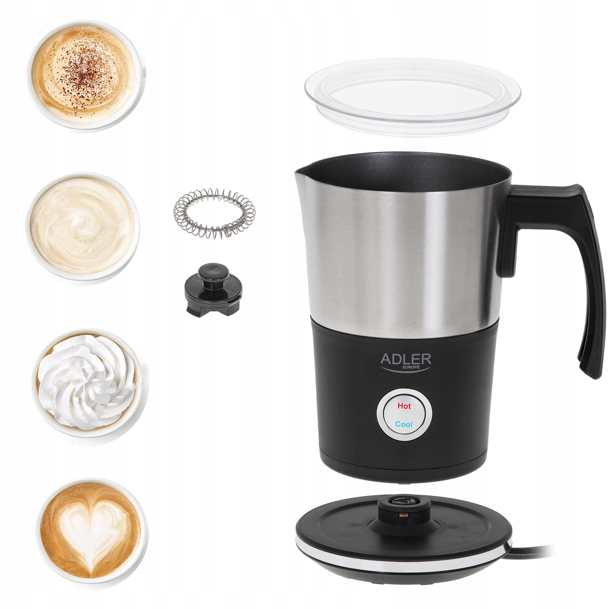 MILK FROTHER HEATER AD4497 2w1 1000W ELECTRIC Heating Brand ADLER