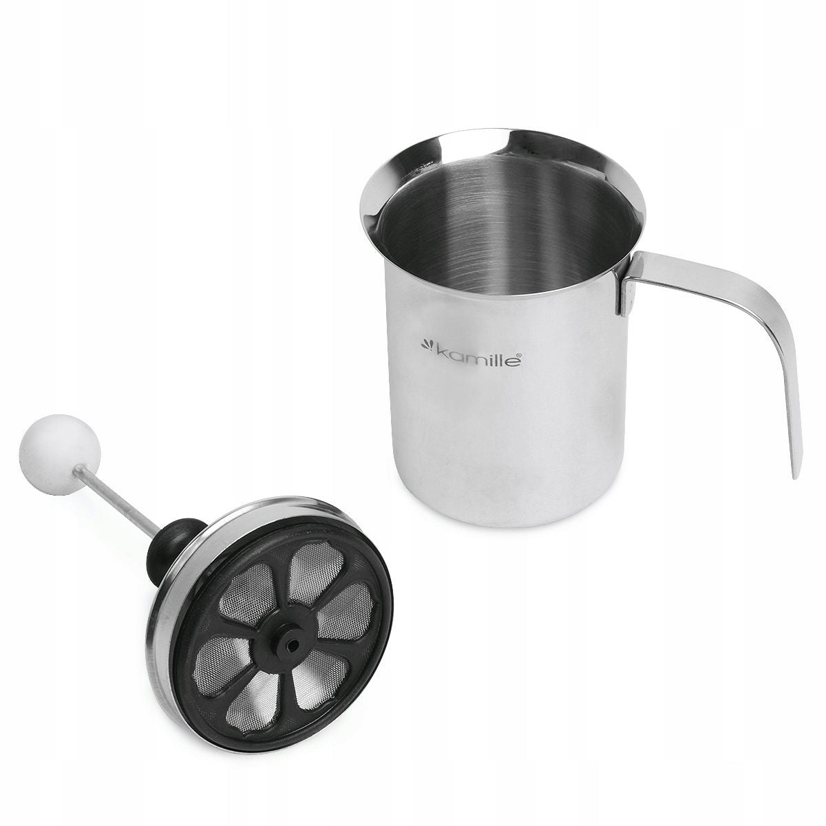 MILK FROTHER MANUAL STEEL POT BEATER 400 ML ORIGINAL BOX Packaging status original