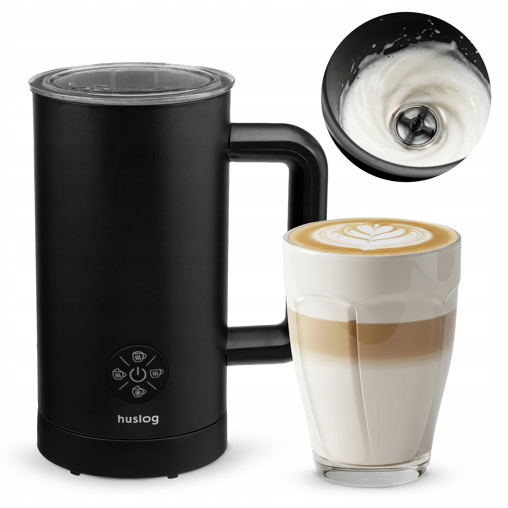 MILK FROTHER WITH HEATER 4 FOAMING MODES STRONG 500W BLACK