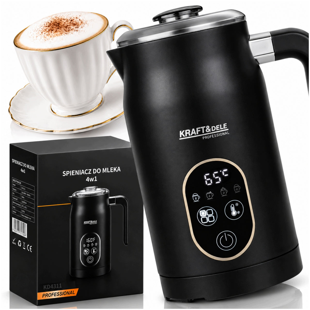 MILK FROTHER WITH HEATER 4 MILK FROTHING MODES 550W FOAM