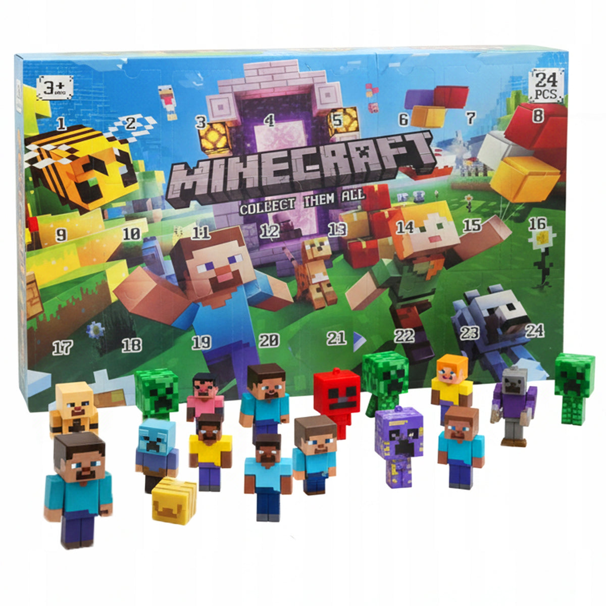 MINECRAFT ADVENT CALENDAR KEYCHAIN FIGURINES PENDANTS 24 PIECES STEVE