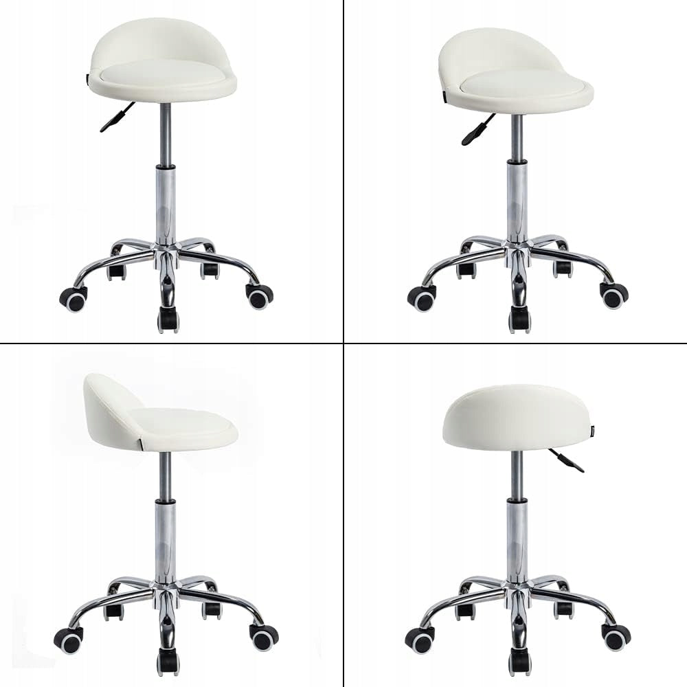 MINGONE Rotary Stool White Cosmetic Hoker with Leather Backrest Brand minora.