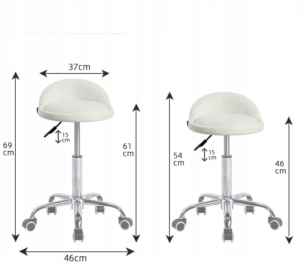 MINGONE Rotary Stool White Cosmetic Hoker with Leather Backrest Packaging status original