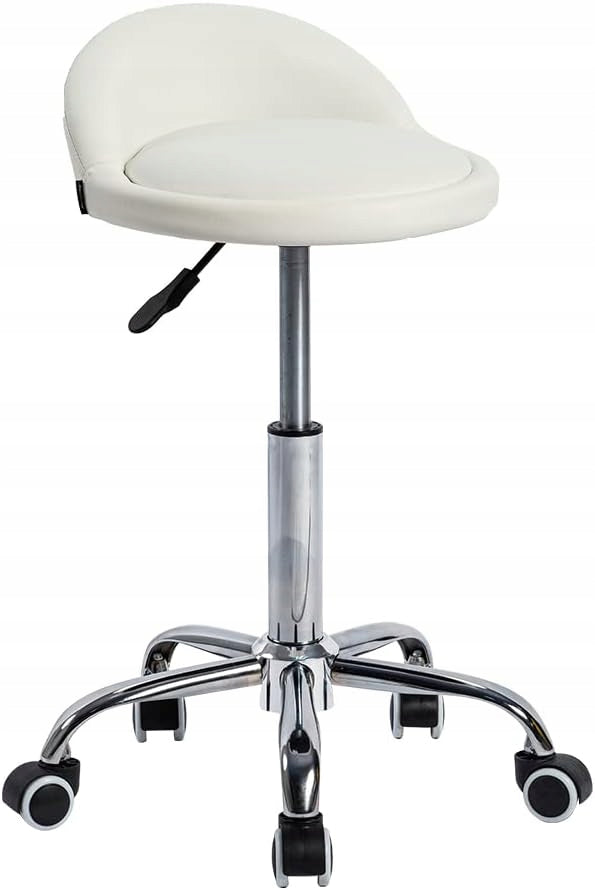 MINGONE Rotary Stool White Cosmetic Hoker with Leather Backrest