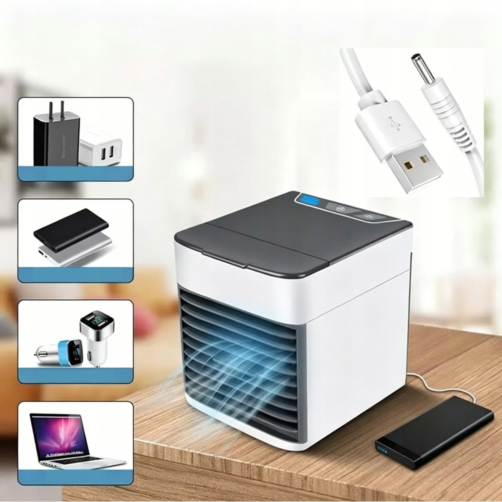 MINI AIR CONDITIONER USB COOLING HUMIDIFIER FAN 3IN1 500ML Packaging status original