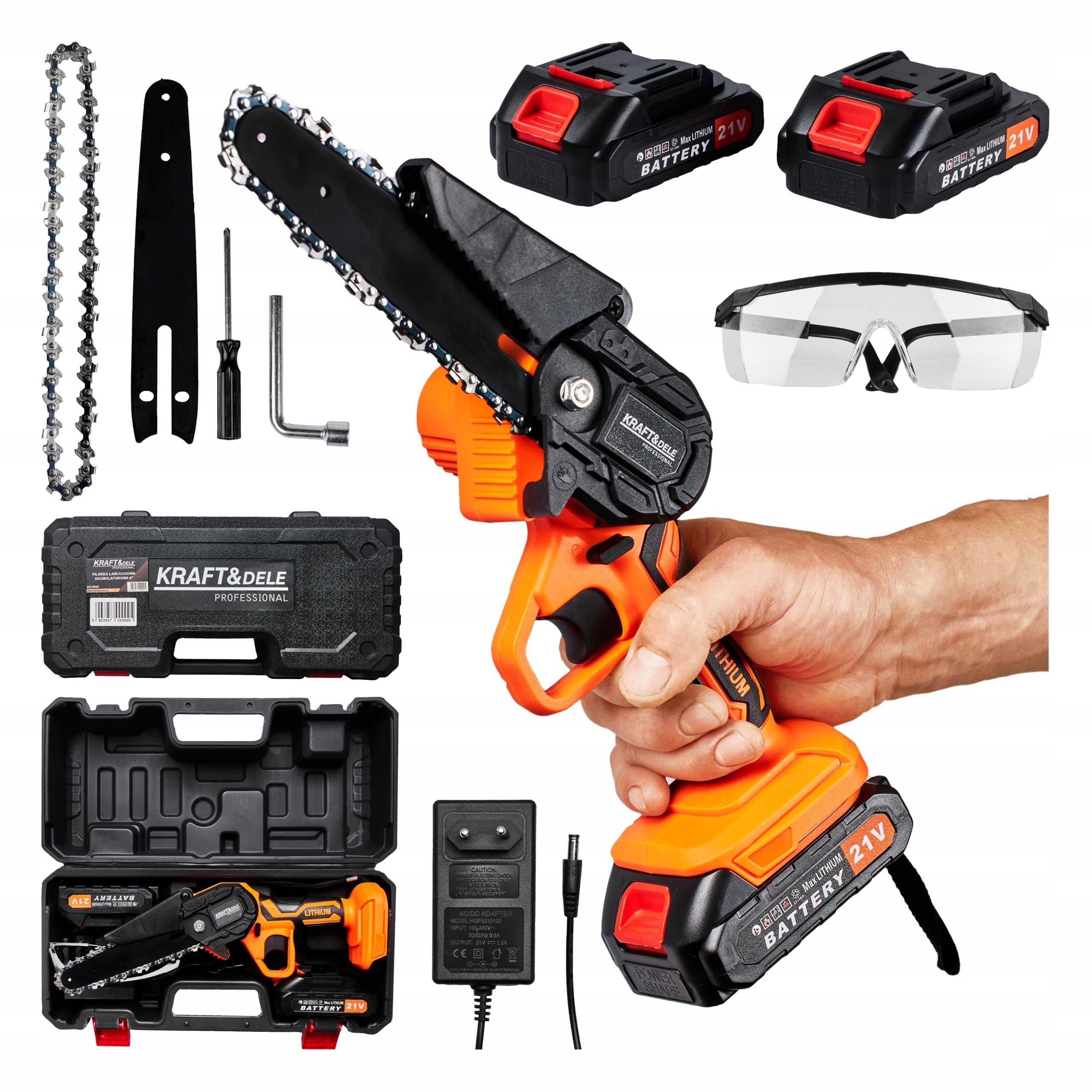 MINI CHAINSAW CORDLESS SAW 6" 2x AKU Li-ion SUITCASE