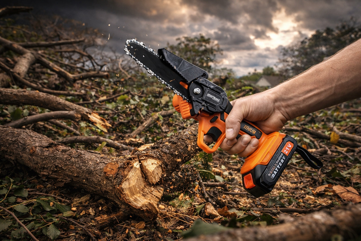 MINI CORDLESS CHAINSAW SAW 6" 2x AKU Li-ion SUITCASE 2x1,5Ah Manufacturer code MOCNA PIŁA GAŁĘZIÓWKA PILARKA 2 AKUMULATORY