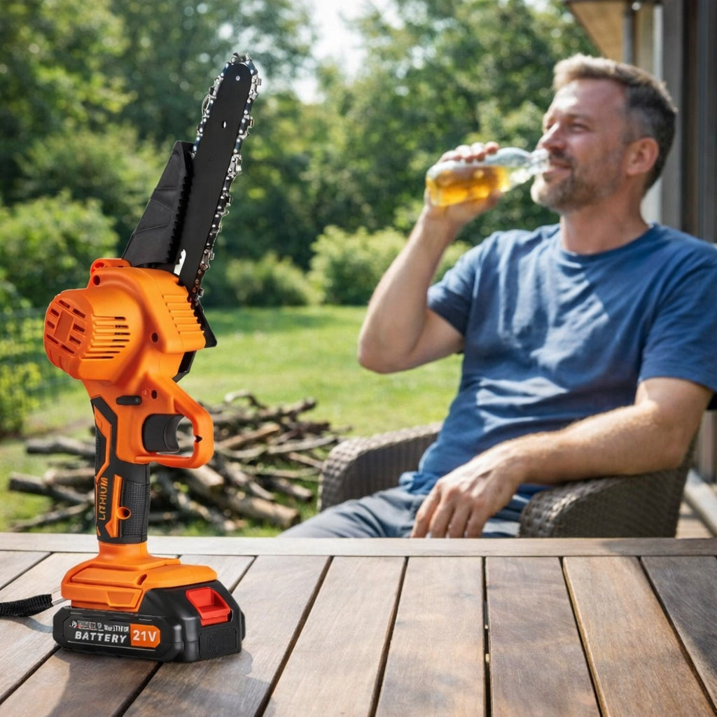 MINI CORDLESS CHAINSAW SAW 6" 2x AKU Li-ion SUITCASE 2x1,5Ah Packaging status original