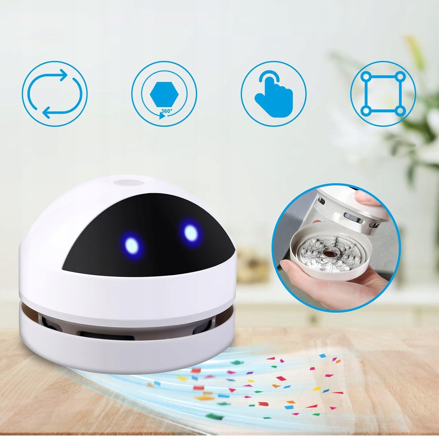 MINI DESKTOP VACUUM CLEANER HANDHELD WIRELESS USB FOR CAR KEYBOARD DESK Dominant color white