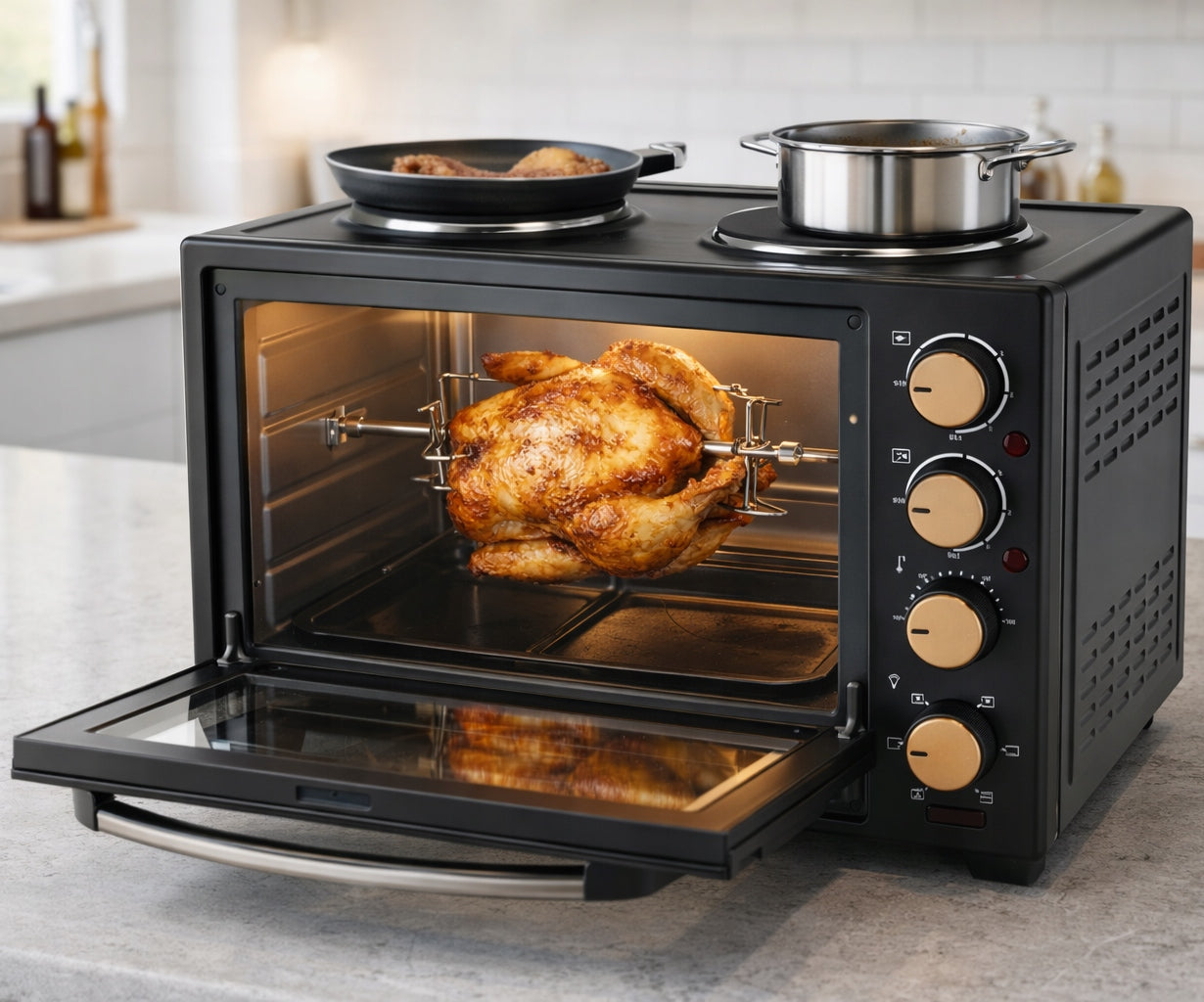 MINI ELECTRIC OVEN 30L 2 BURNERS 3300W THERMOCOUPLE ROTARY SPIT Brand Kalorik