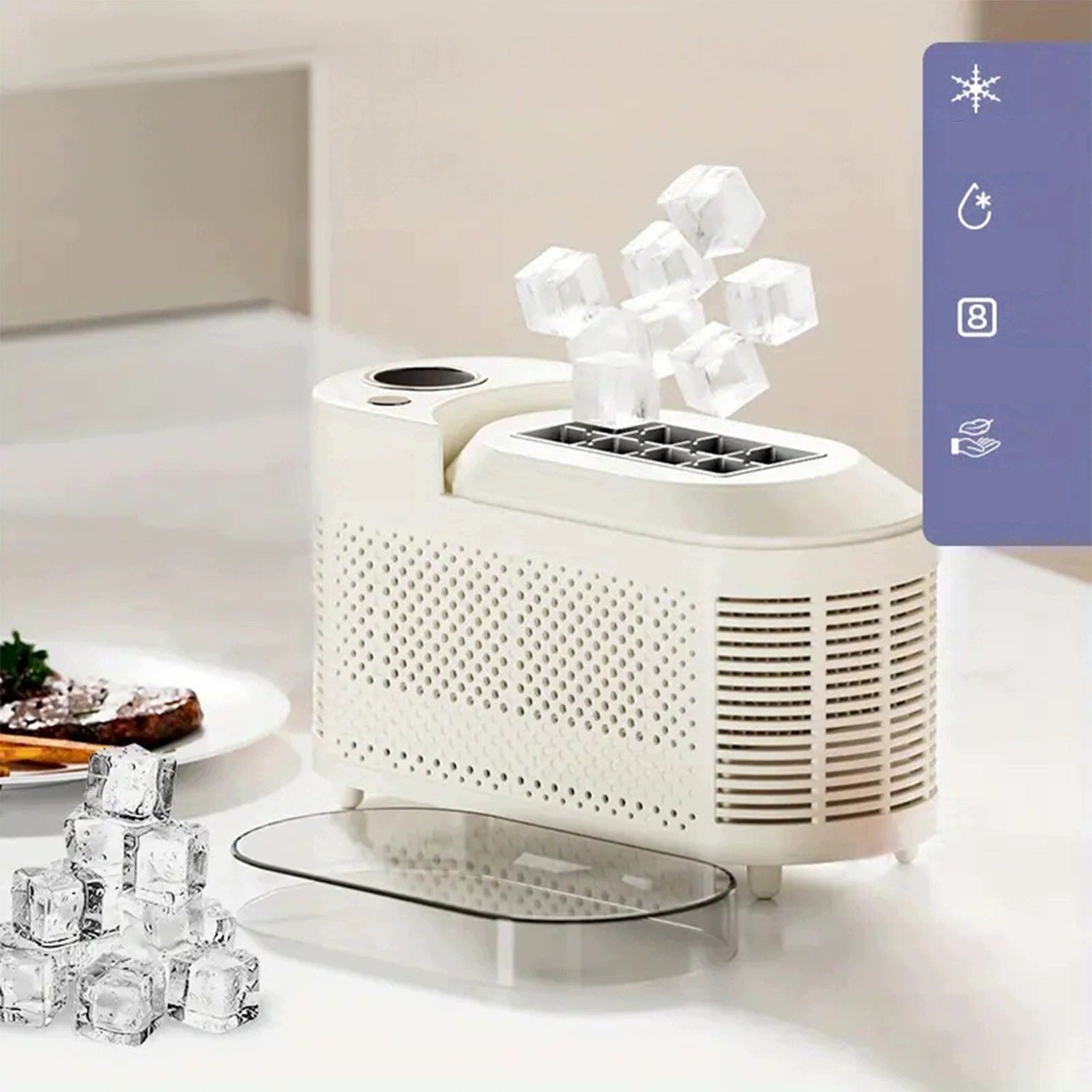 MINI FAST HOME COUNTERTOP ICE MAKER 8 CUBES PORTABLE WITH CLIP Packaging status original