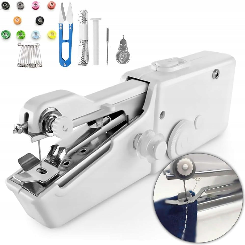 MINI HANDHELD SEWING MACHINE PORTABLE + SEWING TOOLBOX Needle Thread