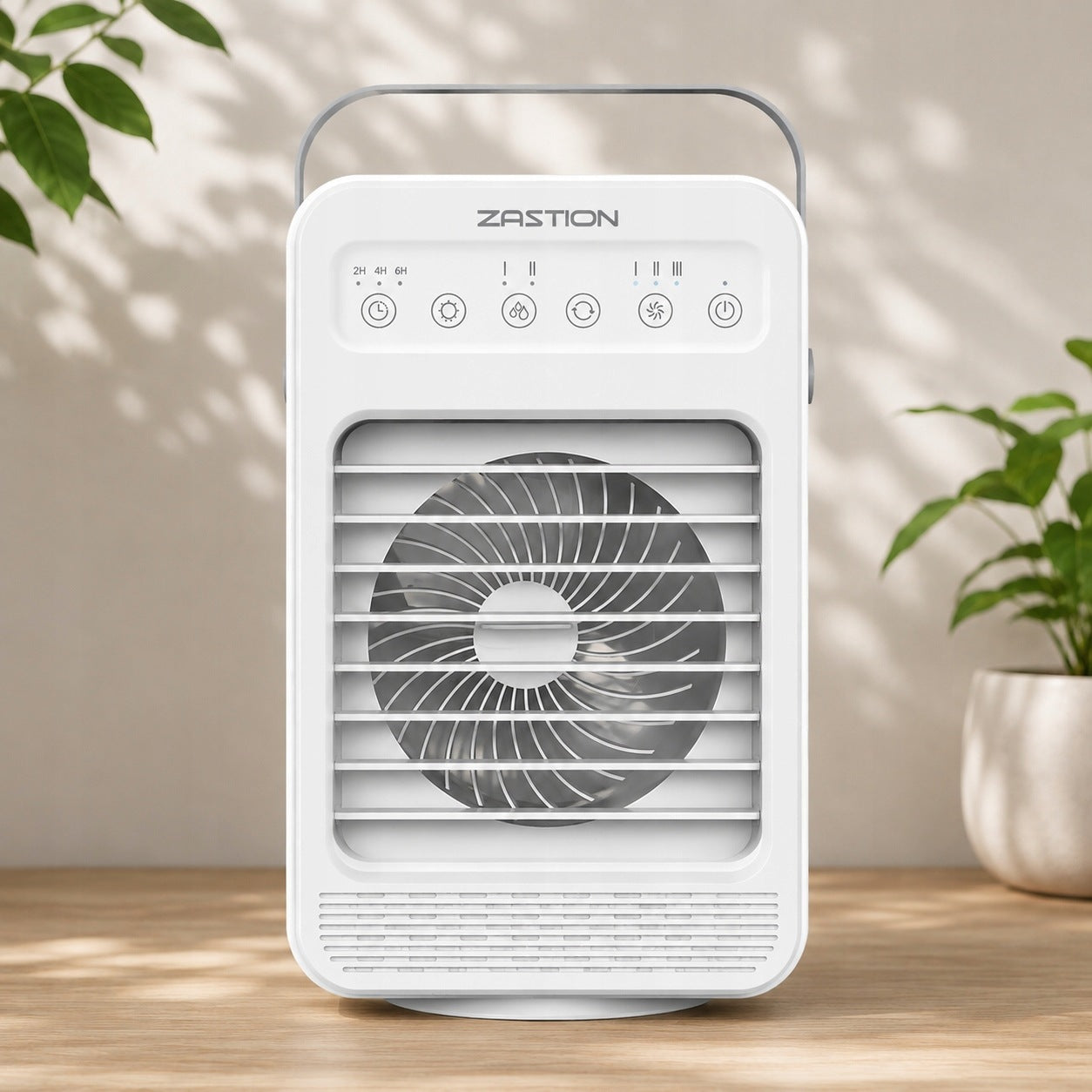 MINI Mobile Air Conditioner Portable 4in1 Cools Moisturize White ZASTION F2 Dominant color white