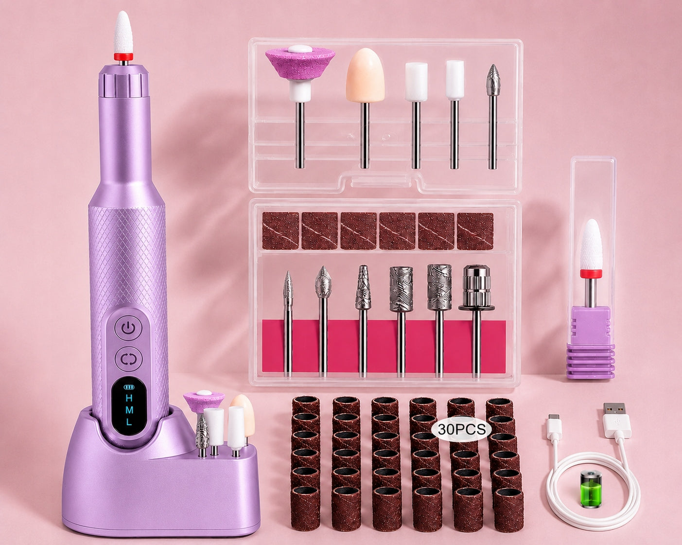 MINI NAIL MILLING MACHINE WIRELESS USB-C HYBRID BASE + ACCESSORIES Packaging status original