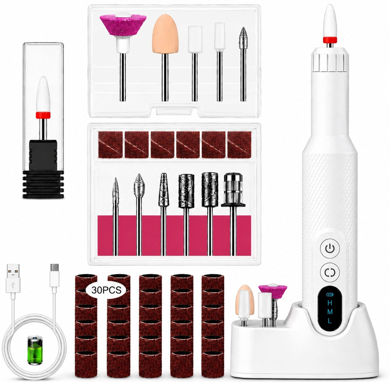 MINI NAIL MILLING MACHINE WIRELESS USB-C HYBRID BASE + ACCESSORIES