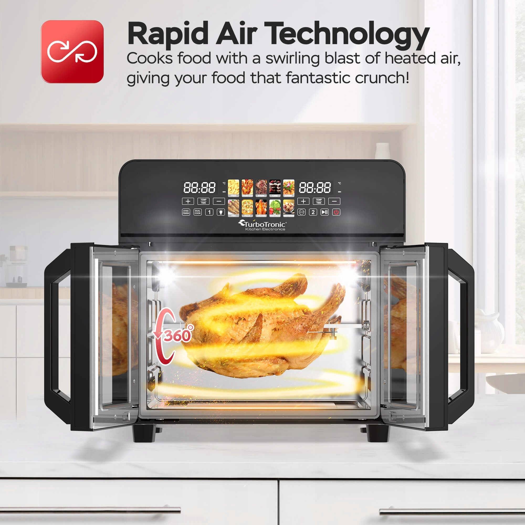 MINI OVEN 23L CHAMBER SPIT THERMOCOUPLE AIR FRYER STAINLESS STEEL INOX Manufacturer code TT-AFO240