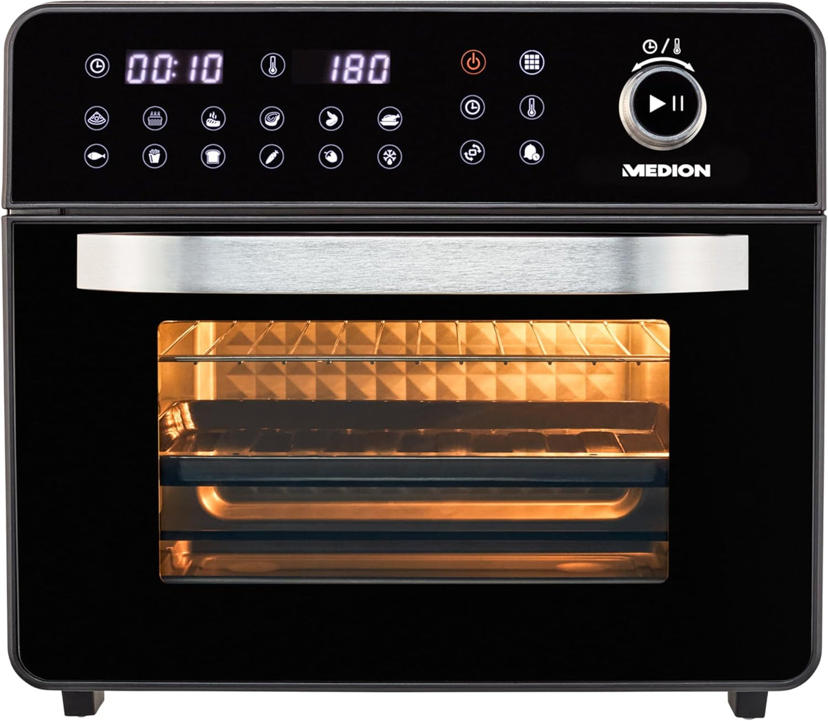 MINI OVEN 23l MEDION 1700W 230°C 12 programs TIMER SPIT SKEWERS Packaging status original