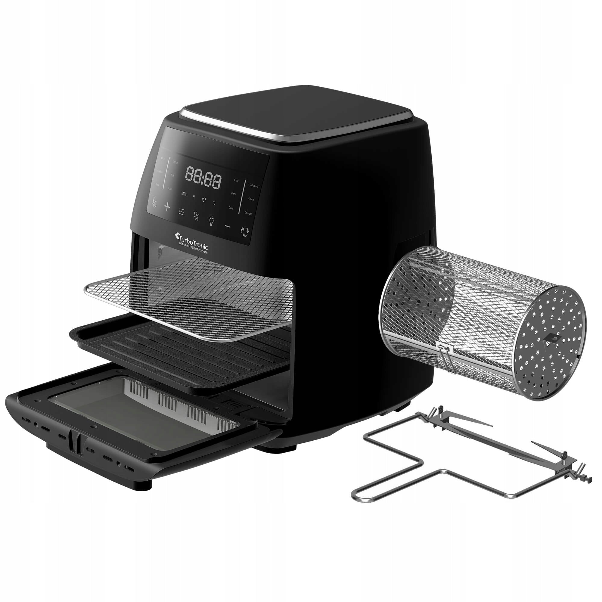 MINI OVEN AIR FRYER FAT FREE AIR FRYER SPIT GRILL 12L 1800W Brand TurboTronic