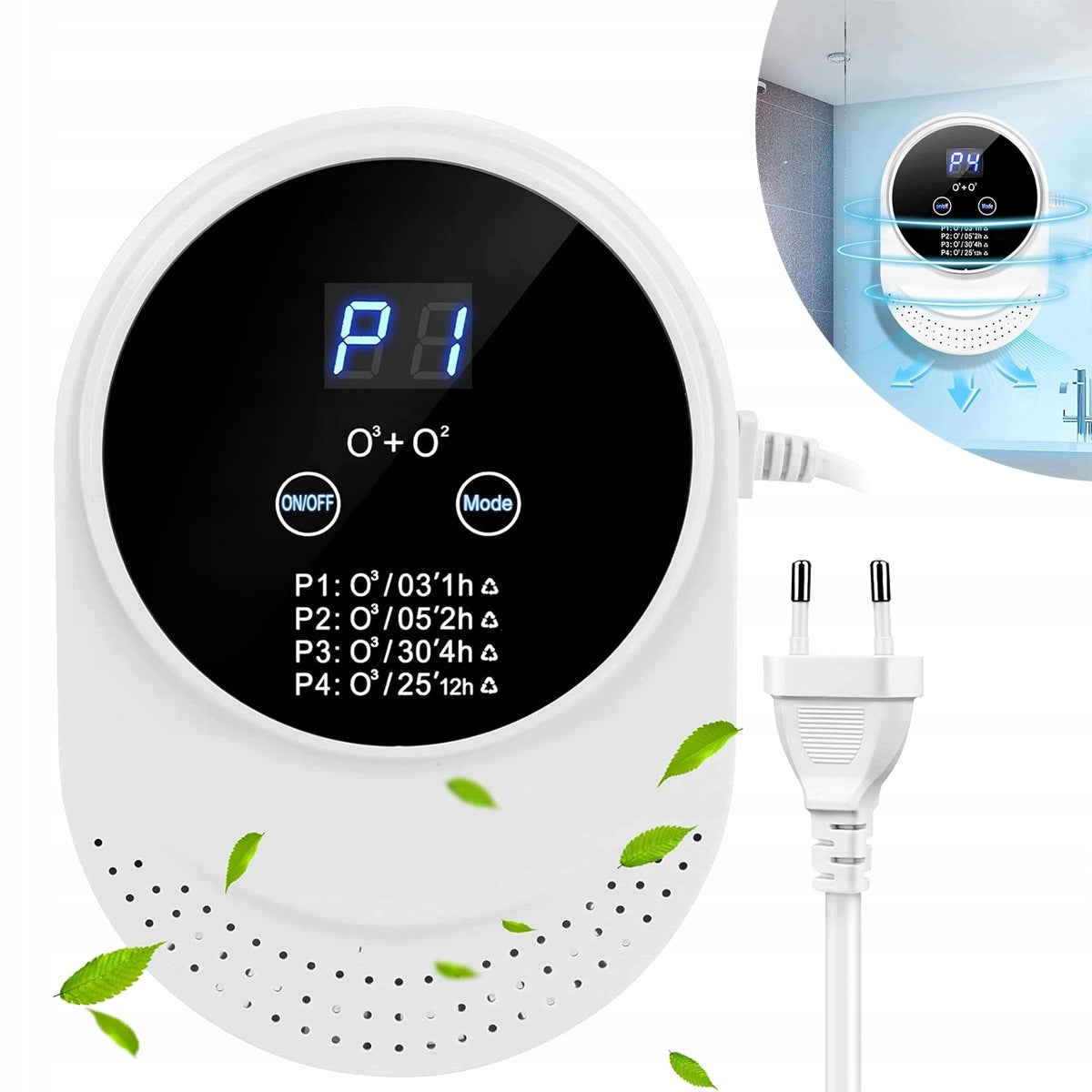 MINI OZONE AIR PURIFIER WITH 4 MODES FOR ODORS AND ALLERGENS