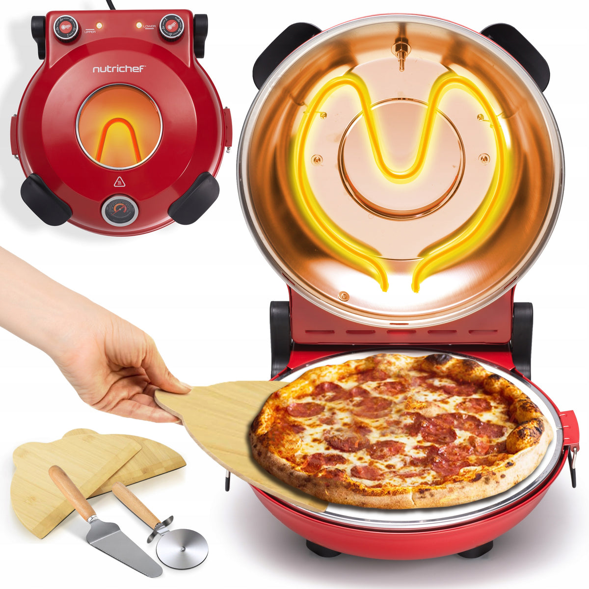 MINI PIZZA OVEN ELECTRIC HOME OVEN UP TO 380 DEGREES NUTRICHEF