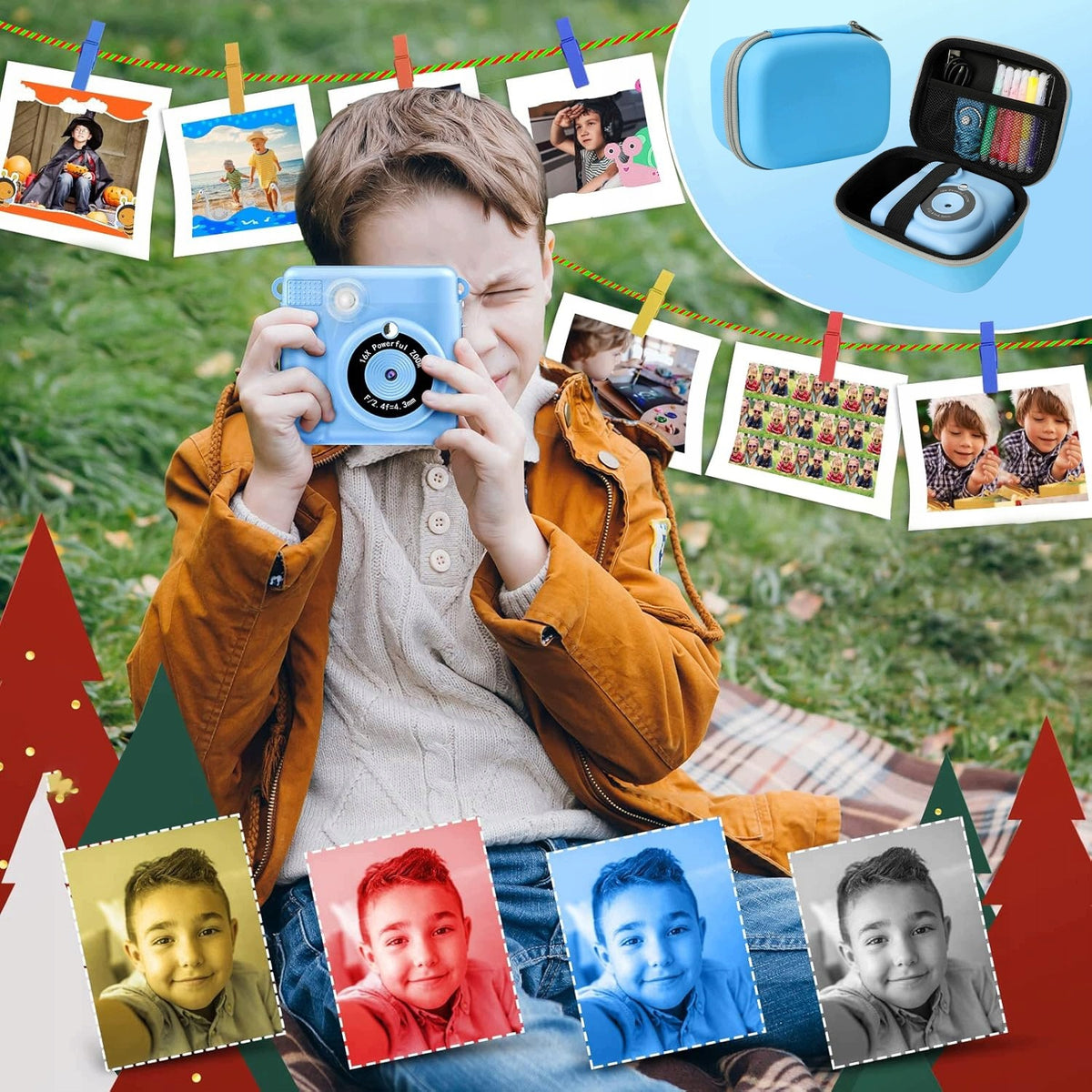 MINI PRINTER CAMERA WITH THERMAL PRINT CHILDREN 32GB LANYARD CASE STICKERS Brand no brand
