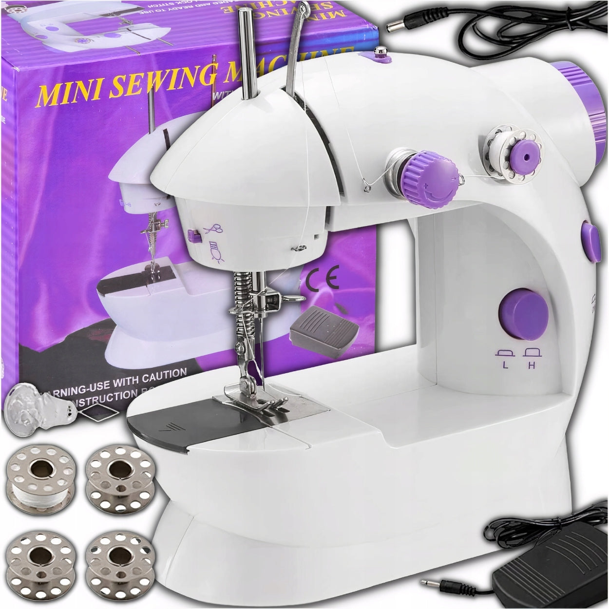 MINI SEWING MACHINE LED BACKLIGHT PORTABLE 2 MODES + ACCESSORIES Manufacturer code MINI MASZYNA DO SZYCIA PODŚWIETLENIE MAŁA