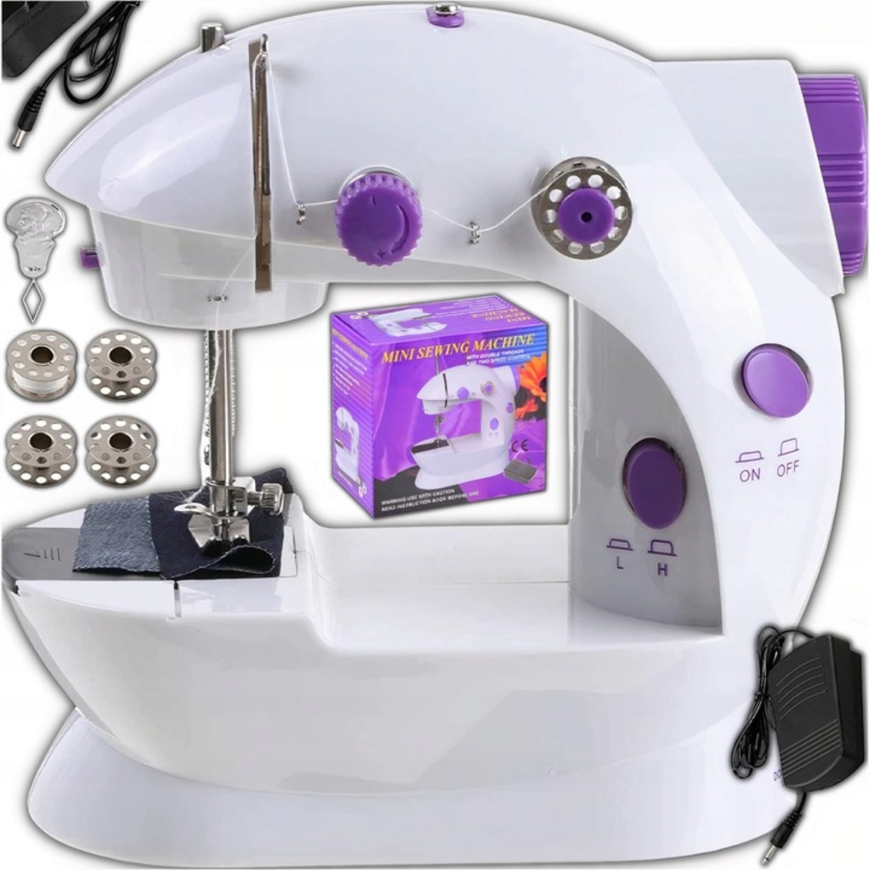 MINI SEWING MACHINE LED BACKLIGHT PORTABLE 2 MODES + ACCESSORIES