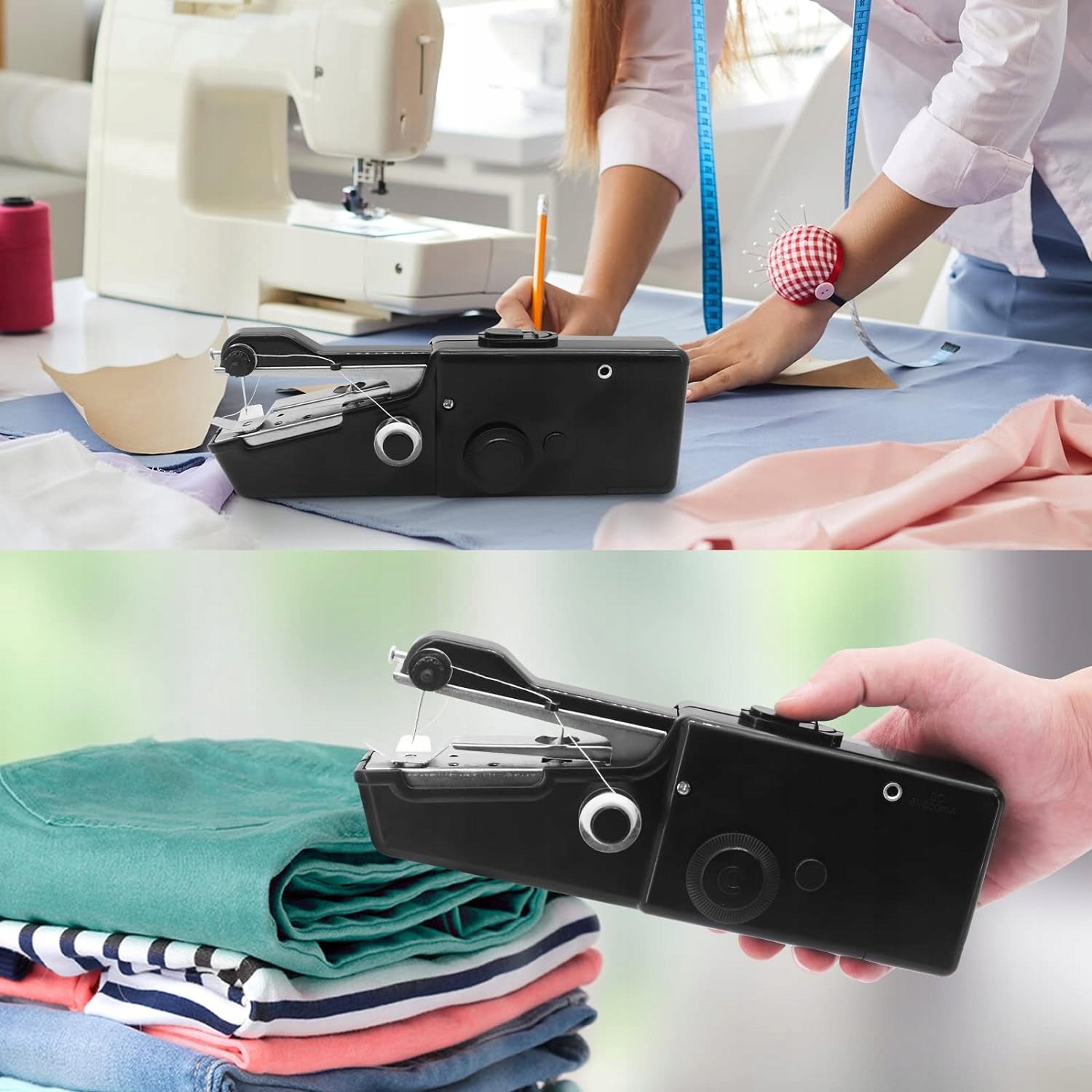 MINI SEWING MACHINE MANUAL PORTABLE ELECTRIC BATTERY OPERATED + Dominant color black