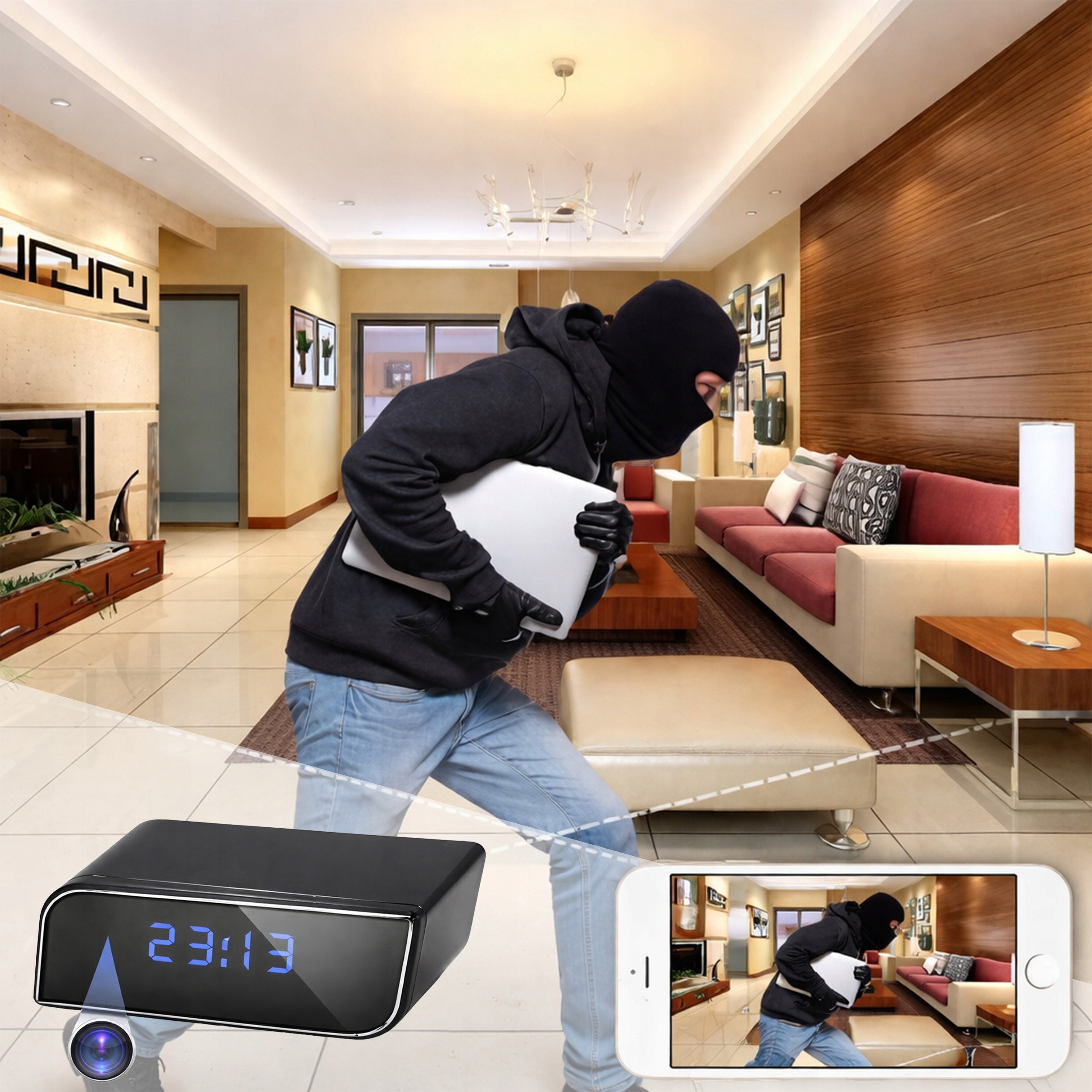 MINI SPY CAMERA IN ALARM CLOCK HIDDEN DETECTION FULL HD WIFI MOVEMENT CAMERA Manufacturer code ZEGAR BUDZIK Z KAMERĄ SZPIEGOWSKĄ UKRYTĄ WIFI