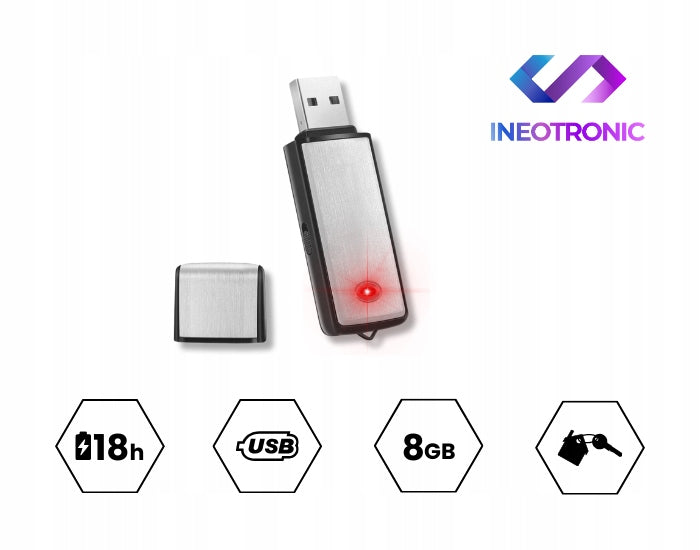 MINI SPY VOICE RECORDER EAVESDROPPING FLASH DRIVE DISCREET USB RECORDER 2in1 Manufacturer code G-10561909