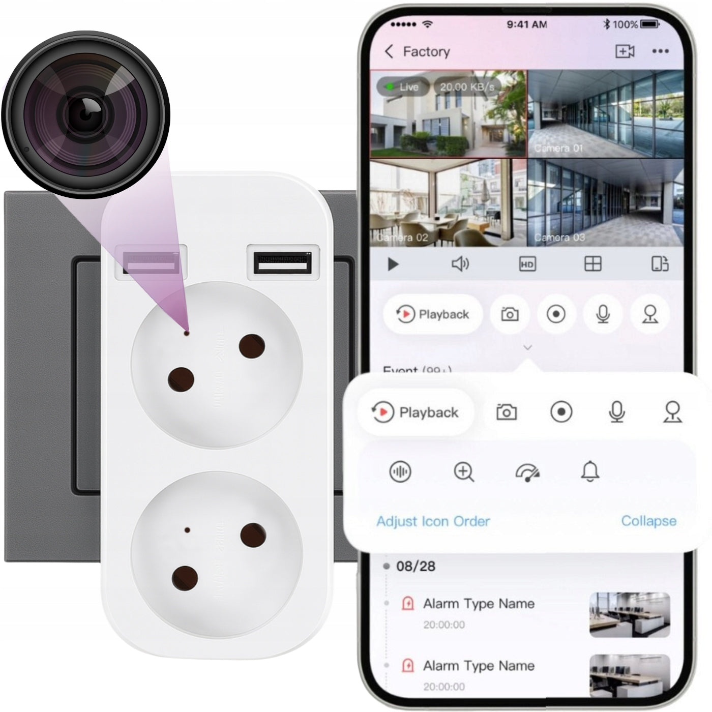 MINI SPY WIFI CAMERA HIDDEN IN ANDROID SOCKET REMOTE MOTION VIEW
