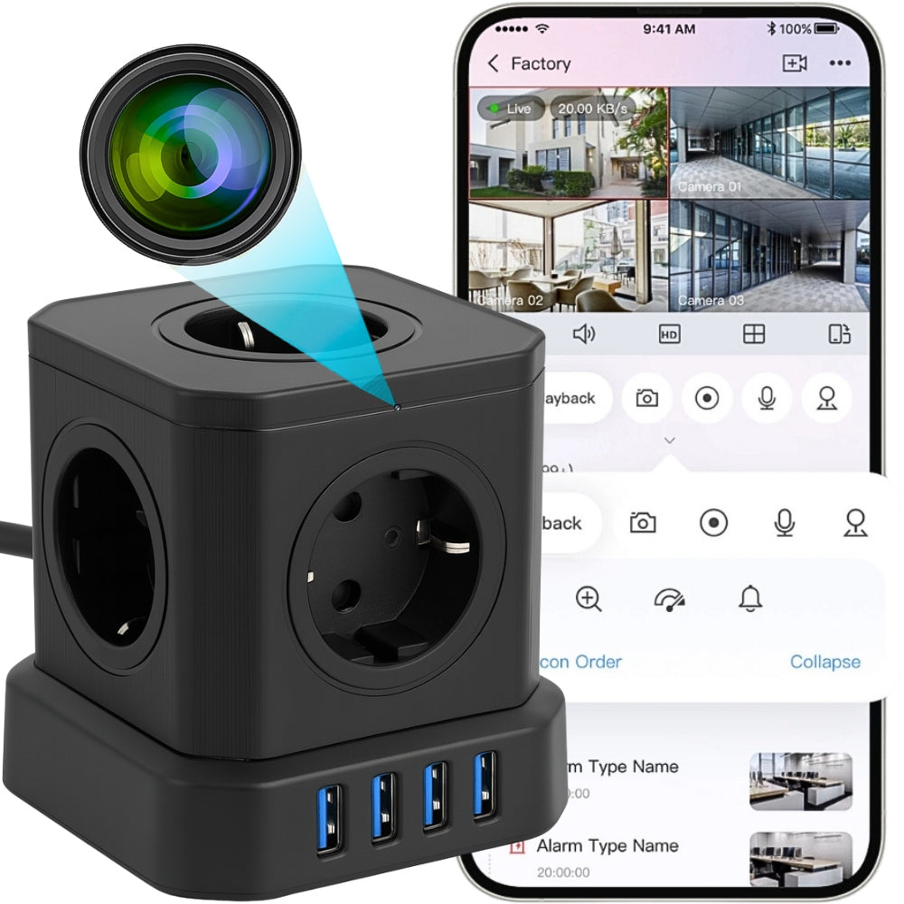 MINI SPY WIFI CAMERA HIDDEN IN ANDROID SOCKET STRIP LIVE VIEW
