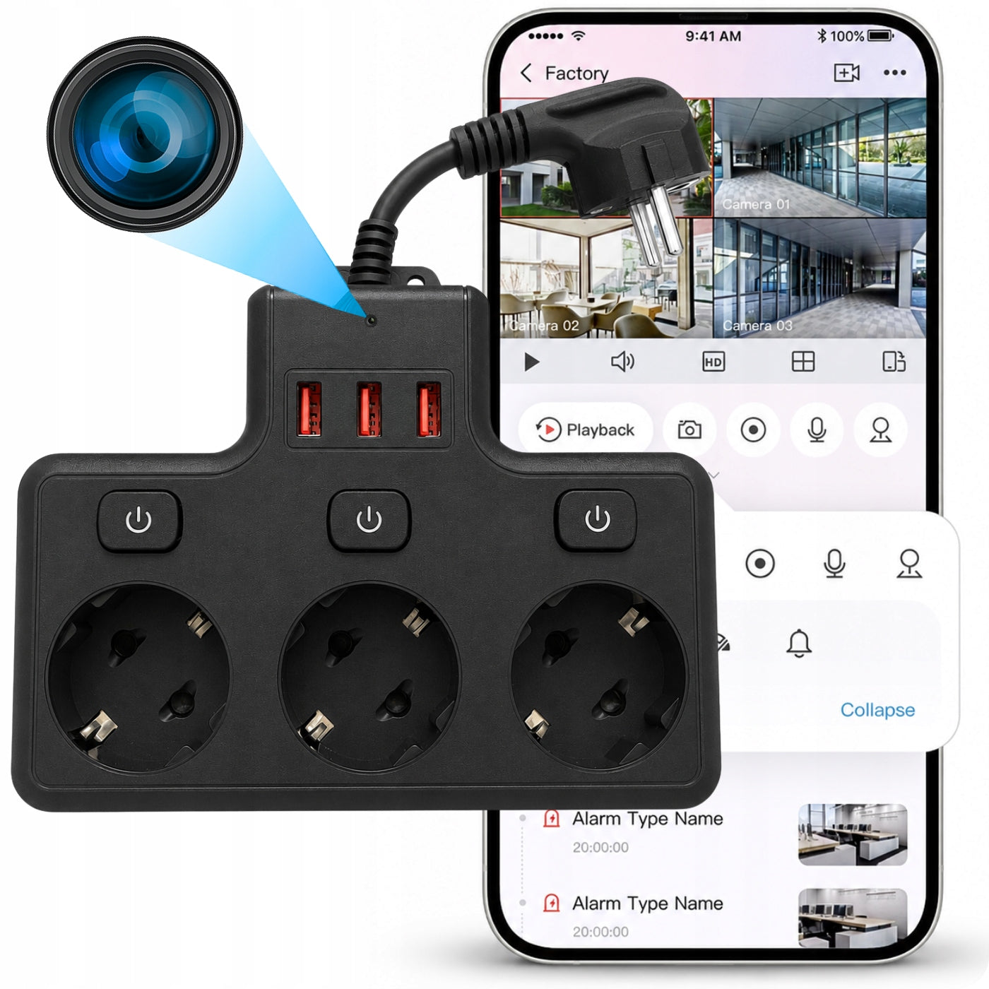 MINI SPY WIFI CAMERA HIDDEN IN ANDROID SOCKET STRIP LIVE VIEW