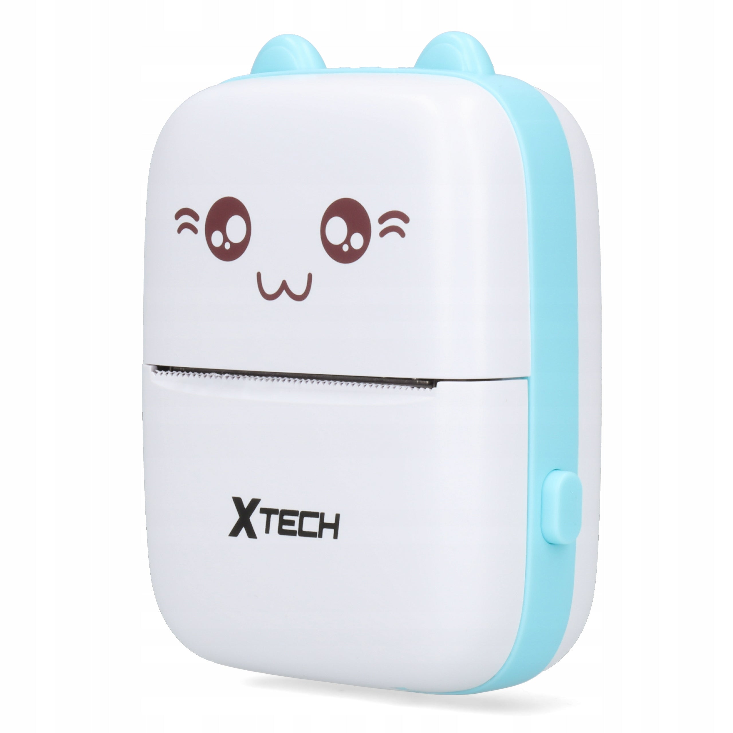 MINI THERMAL PRINTER CAT BLUE XTECH + 11 ROLLS GIFT Packaging status original